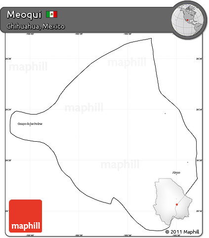 Blank Simple Map of Meoqui, cropped outside