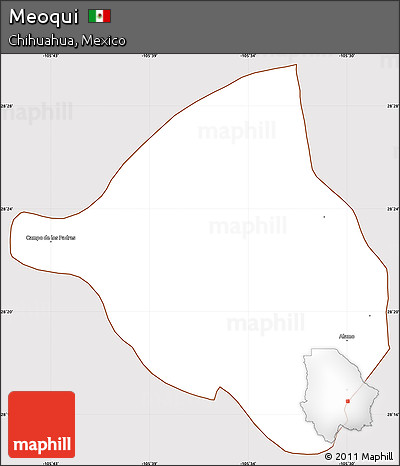 Classic Style Simple Map of Meoqui, cropped outside