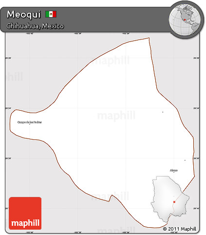 Classic Style Simple Map of Meoqui, cropped outside