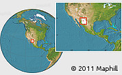 Satellite Location Map of Namiquipa, highlighted parent region, within the entire country
