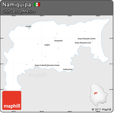 Silver Style Simple Map of Namiquipa, single color outside