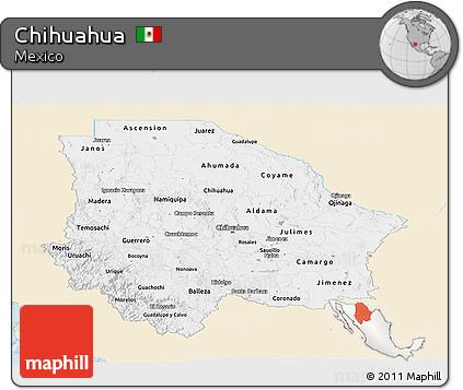 Classic Style Panoramic Map of Chihuahua, single color outside