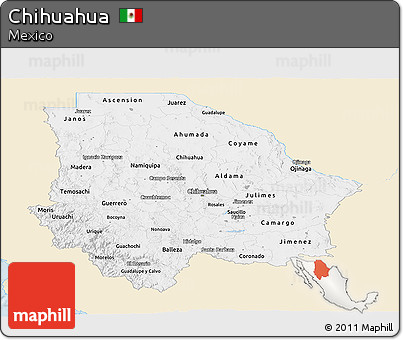 Classic Style Panoramic Map of Chihuahua, single color outside
