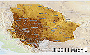 Physical Panoramic Map of Chihuahua, lighten