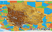Physical Panoramic Map of Chihuahua, political outside