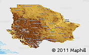 Physical Panoramic Map of Chihuahua, single color outside