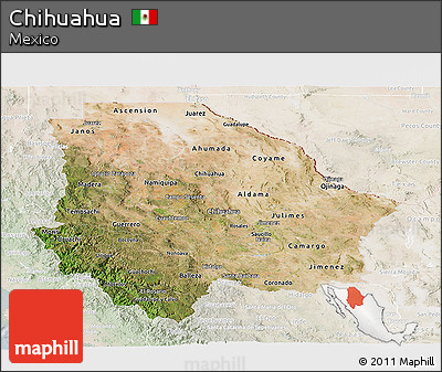 Satellite Panoramic Map of Chihuahua, lighten