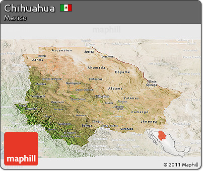 Satellite Panoramic Map of Chihuahua, lighten