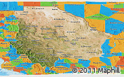 Satellite Panoramic Map of Chihuahua, political outside
