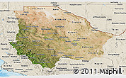 Satellite Panoramic Map of Chihuahua, shaded relief outside