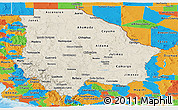 Shaded Relief Panoramic Map of Chihuahua, political outside