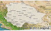 Shaded Relief Panoramic Map of Chihuahua, satellite outside