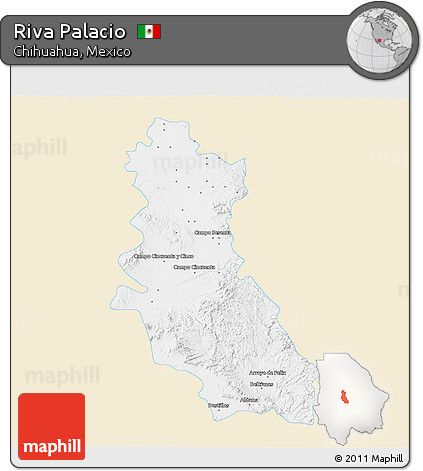 Classic Style 3D Map of Riva Palacio, single color outside