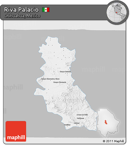 Gray 3D Map of Riva Palacio, single color outside