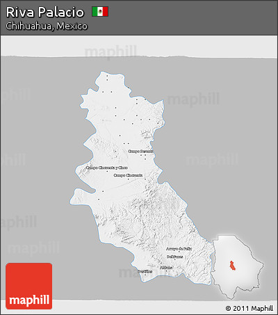 Gray 3D Map of Riva Palacio, single color outside