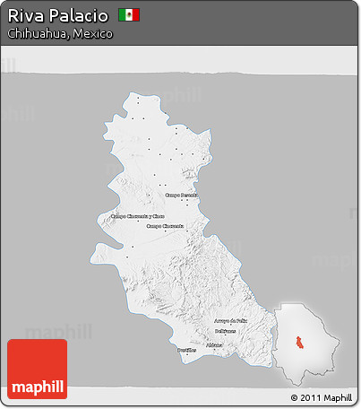 Gray 3D Map of Riva Palacio, single color outside