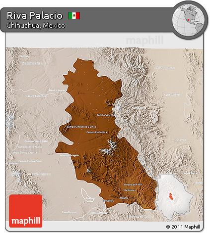 Physical 3D Map of Riva Palacio, lighten