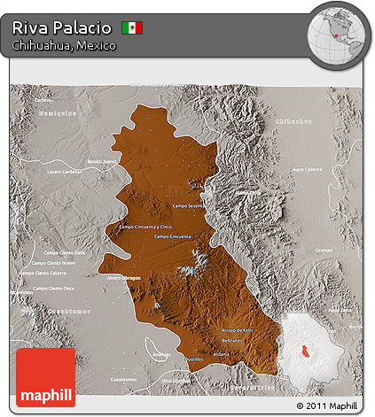 Physical 3D Map of Riva Palacio, lighten, semi-desaturated
