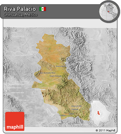 Satellite 3D Map of Riva Palacio, lighten, desaturated