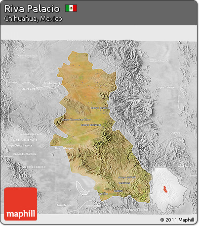 Satellite 3D Map of Riva Palacio, lighten, desaturated