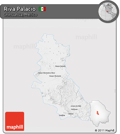 Silver Style 3D Map of Riva Palacio, single color outside