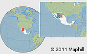 Savanna Style Location Map of Riva Palacio, highlighted country, highlighted parent region, within the entire country, hill shading