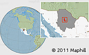 Savanna Style Location Map of Riva Palacio, highlighted country, highlighted parent region, hill shading