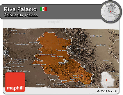 Physical Panoramic Map of Riva Palacio, semi-desaturated