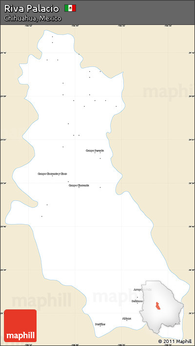 Classic Style Simple Map of Riva Palacio, single color outside