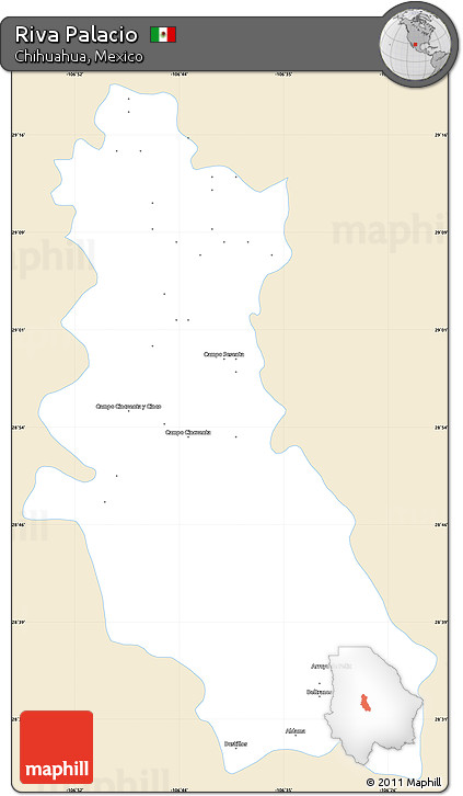 Classic Style Simple Map of Riva Palacio, single color outside