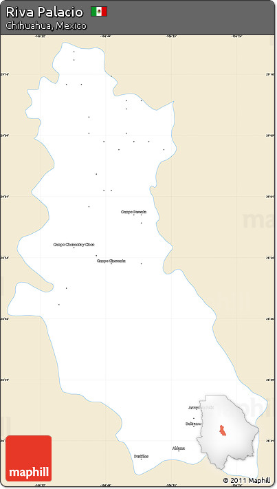Classic Style Simple Map of Riva Palacio, single color outside