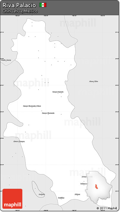 Silver Style Simple Map of Riva Palacio