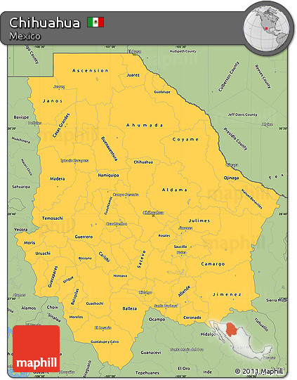 Savanna Style Simple Map of Chihuahua