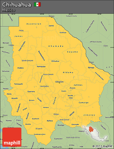 Savanna Style Simple Map of Chihuahua