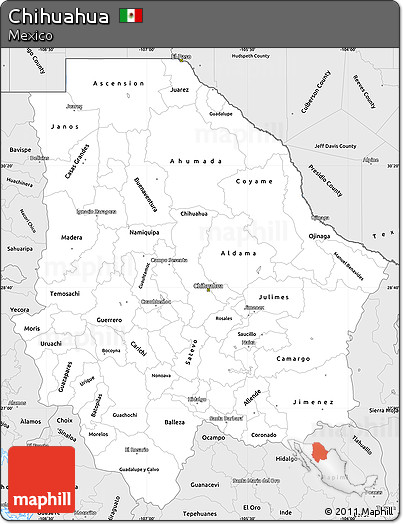 Silver Style Simple Map of Chihuahua