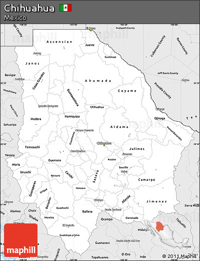 Silver Style Simple Map of Chihuahua