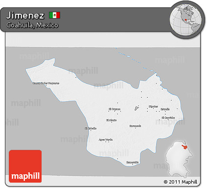 Gray 3D Map of Jimenez, single color outside