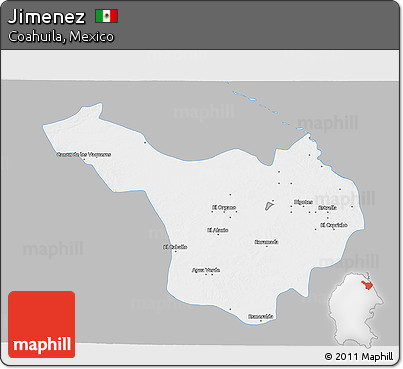 Gray 3D Map of Jimenez, single color outside