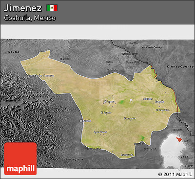Satellite 3D Map of Jimenez, darken, desaturated