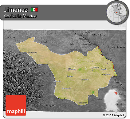 Satellite 3D Map of Jimenez, darken, desaturated