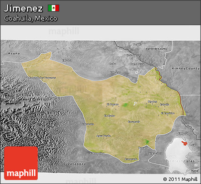 Satellite 3D Map of Jimenez, desaturated