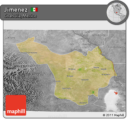 Satellite 3D Map of Jimenez, desaturated