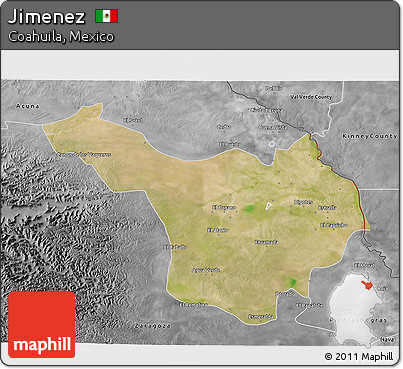 Satellite 3D Map of Jimenez, desaturated