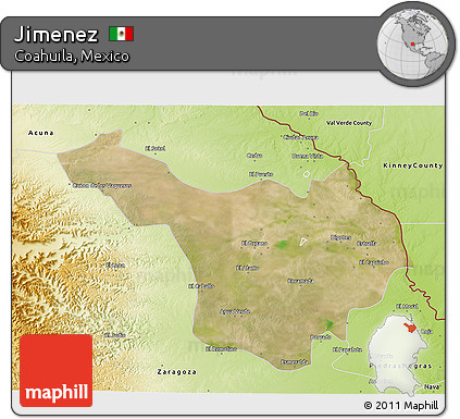 Satellite 3D Map of Jimenez, physical outside