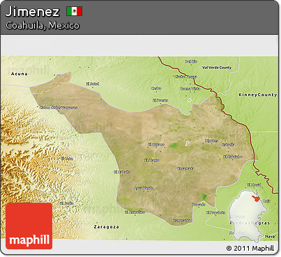 Satellite 3D Map of Jimenez, physical outside