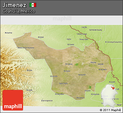 Satellite 3D Map of Jimenez, physical outside
