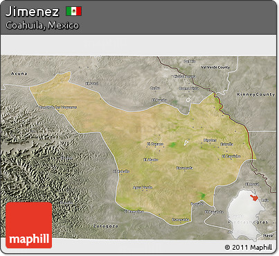Satellite 3D Map of Jimenez, semi-desaturated