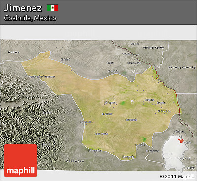Satellite 3D Map of Jimenez, semi-desaturated