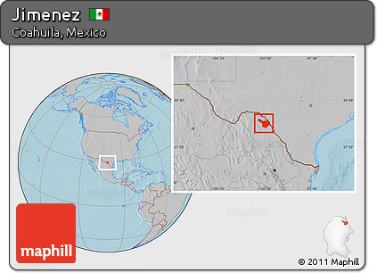 Gray Location Map of Jimenez, hill shading