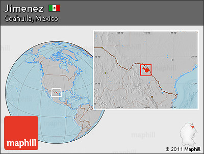 Gray Location Map of Jimenez, hill shading